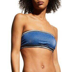 NWT PilyQ Crochet Trim Bandeau Bikini Top in Eclipse Sz. S